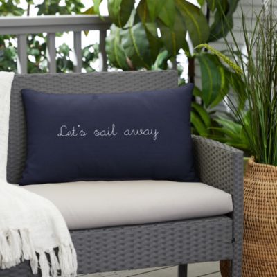 Outdoor Living And Style 20"" Dark Blue ""let's Sail Away"" Comfortable Indoor And Outdoor Rectangular Throw Pillow, Standard -  195911040013