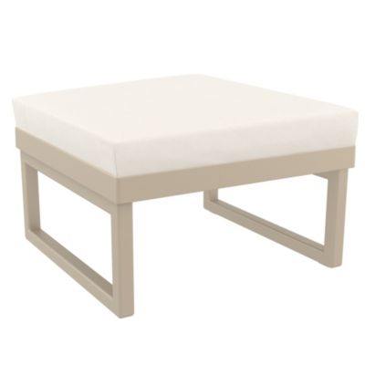 Luxury Commercial Living 25.5"" Taupe Brown Square Ottoman With Sunbrella Natural Cushion
