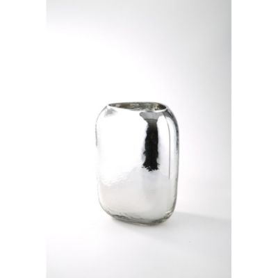 Cc Home Furnishings 9.5"" Silver Modern Style Shiny Glass Decorative Flower Vase