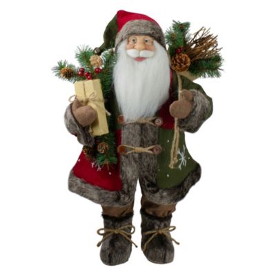 Northlight 24"" Country Rustic Santa Claus With Snowflake Jacket Christmas Figure, Brown, Standard -  009312765966