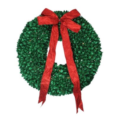Northlight Pre-Lit Glittered Leaves Artificial Christmas Wreath - 28-Inch Clear Lights