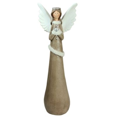 Northlight 24"" Brown And Silver Praying Angel Christmas Tabletop Figure