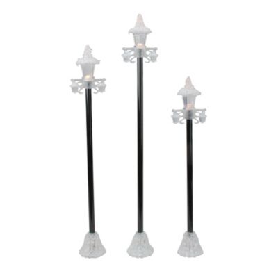 Roman Set Of 3 Led Lighted Victorian-Style Christmas Village Lamp Post Figures, Black -  762152541274