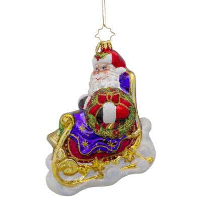 5.5"" Christopher Radko Ringing While He's Singing Santa Glass Christmas Ornament