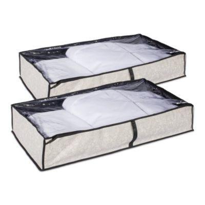 Cc Home Furnishings Set Of 2 Gray Damask Patterned Soft Storage Bins With Zipper Closure 40 -  715833224218