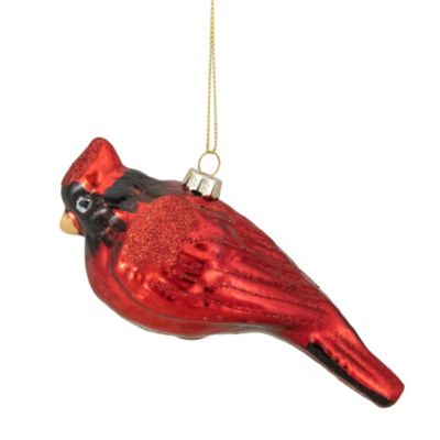 Northlight 5.75"" Red And Black Glass Cardinal Christmas Ornament