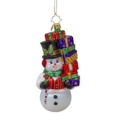 6"" Christopher Radko Savvy Shopper Snowman Glass Christmas Ornament #1020863