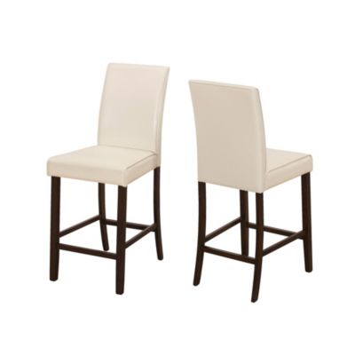 Contemporary Home Living Set Of 2 Ivory And Brown Leather Look Contemporary Dining Armchairs 40