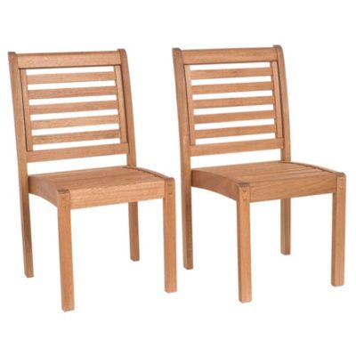 Outdoor Living And Style 2-Piece Brown Eucalyptus Stackable Patio Chair Set Without Arms 35
