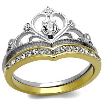 Luxe Jewelry Designs 2-Piece Women's Stainless Steel Crown Shaped