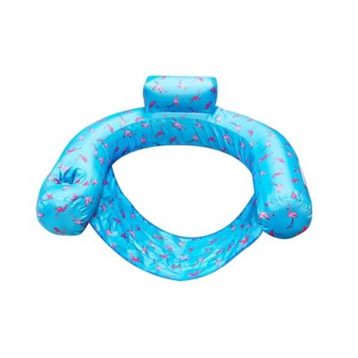 Swimline 32"" Flamingo Fabric Covered Floating U-Seat Pool Chair Float, Blue -  723815920768