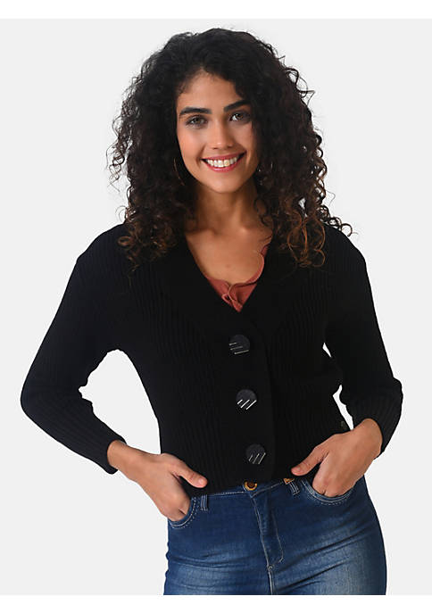 Campus Sutra Women Solid Casual Crop Sweaters