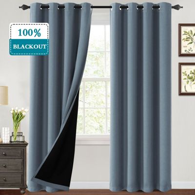 PrimeBeau Thermal Insulated 100% Blackout Grommet Curtains for Bedroom with  Black Liner(52 x 84-Inch, Sage, 2 Panels) 