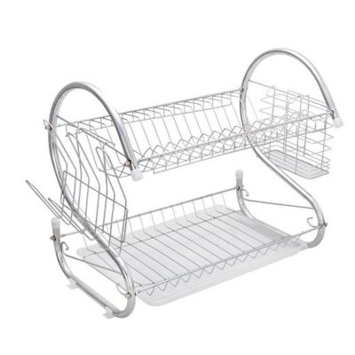 Zimtown 16-Inch 2-Tier Dish Drying Rack with Drainboard for Kitchen  Collection 