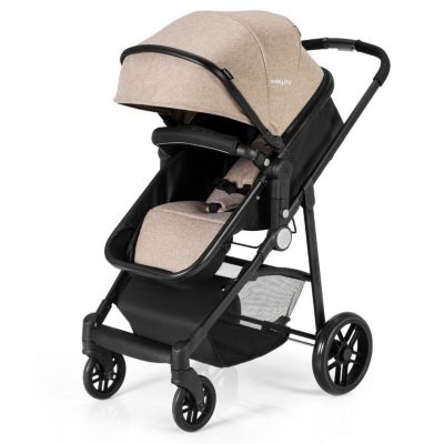 Slickblue 2-In-1 Foldable Pushchair Newborn Infant Baby Stroller, Brown -  746644068982