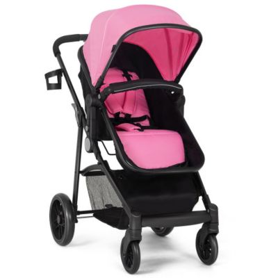 Slickblue 2-In-1 Foldable Pushchair Newborn Infant Baby Stroller, Pink -  746644069125