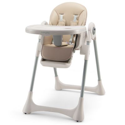 Slickblue Baby Folding High Chair Dining Chair With Adjustable Height And Footrest, Beige, 0 -  746644065851