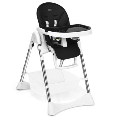 Slickblue Foldable High Chair With Large Storage Basket, Black, 0 -  746644065721