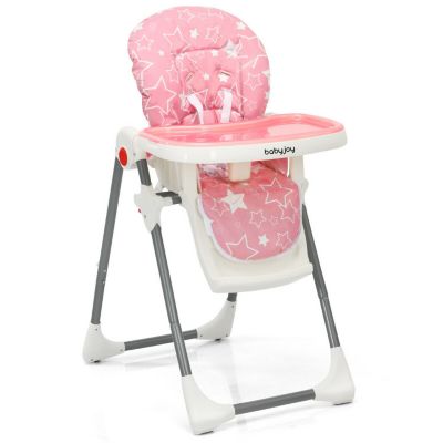 Slickblue Folding Baby High Dining Chair With 6-Level Height Adjustment, Pink, 0 -  746644065431