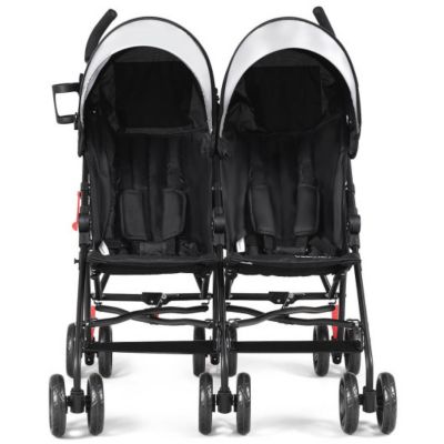 Slickblue Foldable Twin Baby Double Stroller Ultralight Umbrella Kids Stroller, Black, 12-36 Months -  746644068845