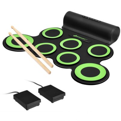 Slickblue Set 7 Kit Electronic Roll Up Pads Midi Drum -Green, Green -  788281505680