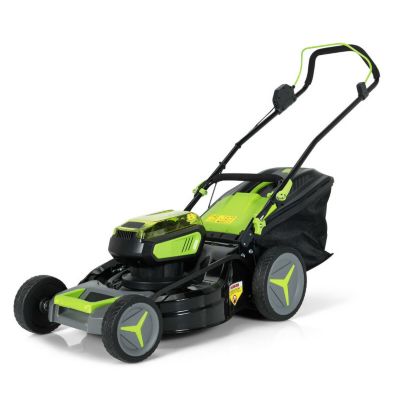Slickblue 40V 18 Inch Brushless Cordless Push Lawn Mower 4.0Ah Batteries And 2 Chargers-Green