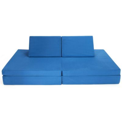 Slickblue 4-Piece Convertible Kids Couch Set With 2 Folding Mats, Blue -  788281563055