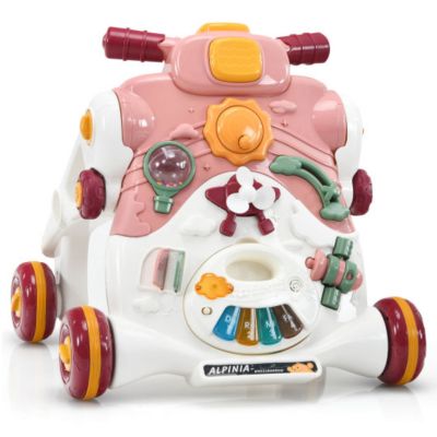 Slickblue 3-In-1 Baby Sit-To-Stand Walker With Music And Lights, Pink -  788281587846