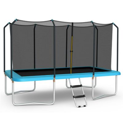 Slickblue 8 X 14 Feet Rectangular Recreational Trampoline With Safety Enclosure Net And Ladder