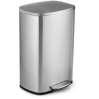 SONGMICS Kitchen Trash Garbage Can, Pedal Rubbish Bin 13.2 Gallons (50L), Silver