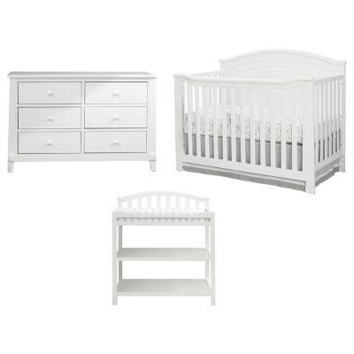 Slickblue 3 Piece Crib Changing Station 6 Drawer Dresser Nursery Furniture Set, White -  788281780278