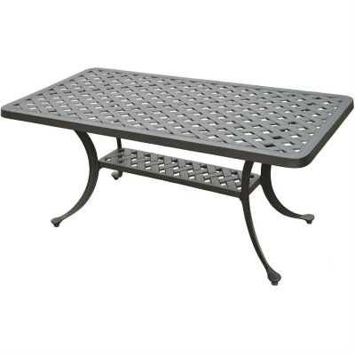 Slickblue Solid Cast Aluminum 21 X 42 Inch Outdoor Patio Dining Cocktail Table - Charcoal, Grey -  788281794794