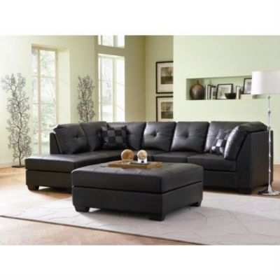 Slickblue Black Bonded Leather Sectional Sofa With Left Side Chaise -  788281782456