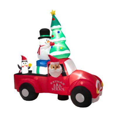 Slickblue 8 Feet Wide Inflatable Santa Claus Driving A Car With Led And Air Blower