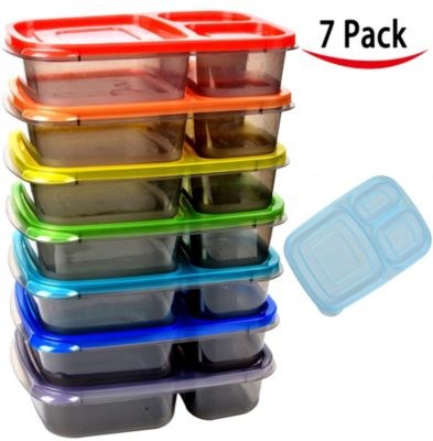 Youngever 8 Pack Snack Box, Meal Prep Containers, Reusable Plastic Divided  Food Storage Container Boxes (4-Compartment)