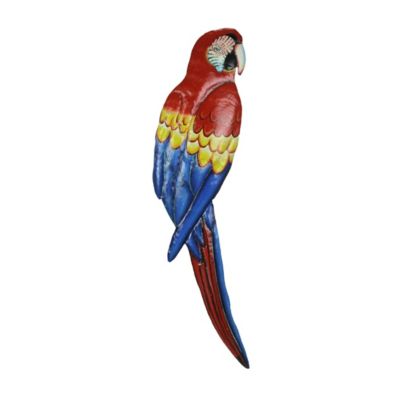 Things2Die4 Hand Painted Scarlet Macaw Recycled Steel Wall Hanging 35 Inches High, Red, Standard -  682550131474