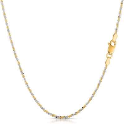 Giorgio Bergamo 14K Two Tone Gold 1.5Mm Sparkle Pendant Chain, Yellow And White Gold, Rock Margarita Link Necklace