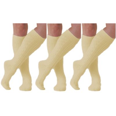 Women's Girls Classic Cable Knit Acrylic Knee High Socks School Dress Uniform Outdoor Wear Boot Leg Warmers Socks Stretchy Socks 3 Pack, Yellow -  Gilbin, 304661127206