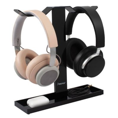 Insten Headphone Stand For Desk - Acrylic Dual Headset Holder With Storage, Black -  660251974590