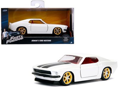 Carfaxo Roman's Ford Mustang White With Black Stripes And Red Interior ""fast & Furious"" Movie 1/32 Diecast Model Car By Jada
