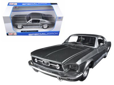 Carfaxo 1967 Ford Mustang Gt Gray Metallic With White Stripes 1/24 Diecast Model Car By Maisto