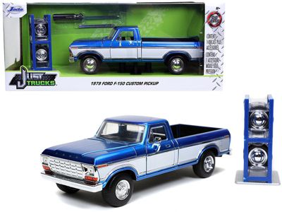 Carfaxo 1979 Ford F-150 Custom Pickup Truck Candy Blue And White With Extra Wheels ""just Trucks"" Series 1/24 Diecast Model Car By Jada