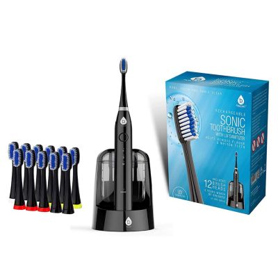 Pursonic S750 Sonic Smartseries Electronic Power Rechargeable Battery Toothbrush With Uv Sanitizing Function, Black, Includes 12 Brush Heads