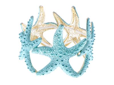 Anna-Kaci Womens Gold Textured Starfish Stretch Bangle Cuff Statement Bracelet