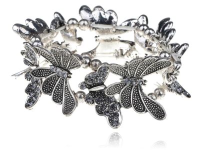 Anna-Kaci Womens Light Sapphire Butterfly Bracelet Bangle Cuff
