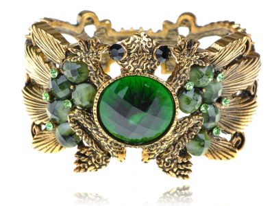 Anna-Kaci Womens Emerald Green Frog Toad Bracelet Bangle Cuff