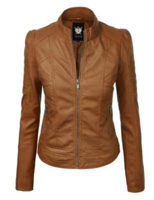 Haute Edition Women's Made By Johnny Slim Fit Puff Sleeve Faux Leather Moto Jacket, Large -  125900103665