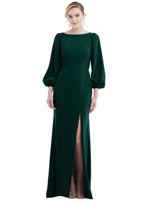 Dessy Collection Bishop Sleeve Open-Back Trumpet Gown with Scarf Tie | belk