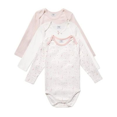 Stellou & Friends Unisex Cotton Long Sleeve Onesies - 3 Pack Of Soft Bodysuits For Baby Boys & Girls, Pink, 9-12 Months -  4032743108756