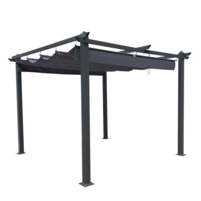 Woody Flaw Crest 10x10 Ft Outdoor Patio Retractable Pergola with Canopy ...